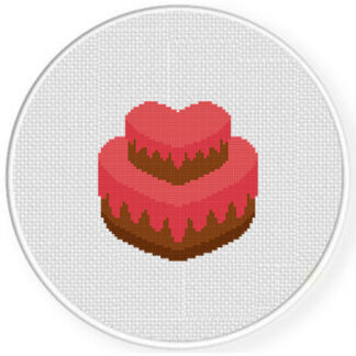 Pink Valentine Cake Cross Stitch Pattern