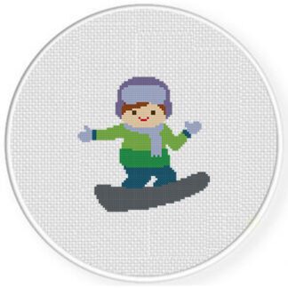 Snowboarding Kid Cross Stitch Pattern