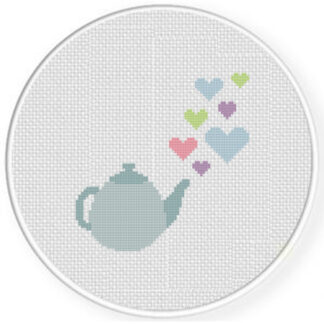 Teapot Hearts Cross Stitch Pattern