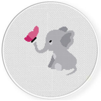Cute Elephant and Butterfly Cross Stitch Pattern