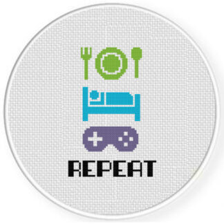 Eat Sleep Game Repeat Cross Stitch Pattern