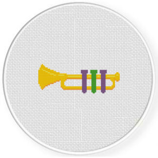 Mardi Gras Trumpet Cross Stitch Pattern