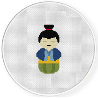 Samurai Kokeshi Doll Cross Stitch Pattern