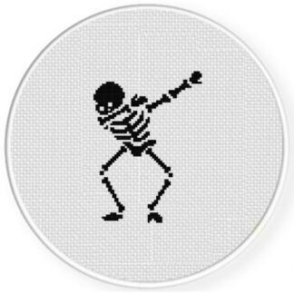 Skeleton Dabbing Cross Stitch Pattern