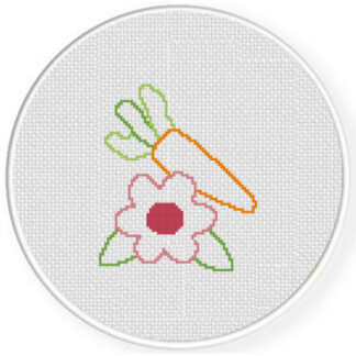 Flower and Carrot Doodle Cross Stitch Pattern