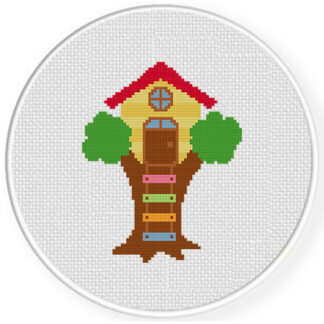 Kids Tree House Cross Stitch Pattern