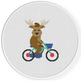 Moose Biking Cross Stitch Pattern