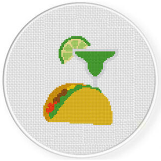 Taco and Margarita Cross Stitch Pattern