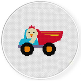 Chicken Driving Truck Cross Stitch Pattern