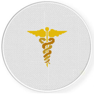 Symbolic Caduceus Cross Stitch Pattern