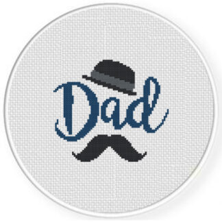 Dad's Mustache and Fedora Hat Cross Stitch Pattern