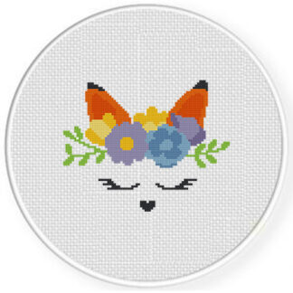 Majestic Foxy Flower Crown Cross Stitch Pattern