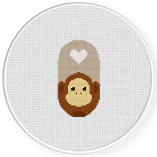 Monkey Dogtag Cross Stitch Pattern