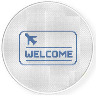 Welcome Plane Sign Cross Stitch Pattern