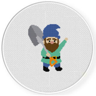 Gnome With Shovel Cross Stitch Pattern