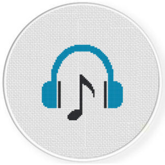 Note On Headphones Cross Stitch Pattern