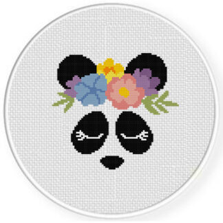 Panda In Floral Crown Cross Stitch Pattern
