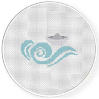 Paperboat On Waves Cross Stitch Pattern