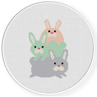 Chubby Bunny Stack Cross Stitch Pattern
