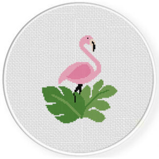 Flamingo In Ferns Cross Stitch Pattern