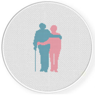Grandparents Strolling Cross Stitch Pattern
