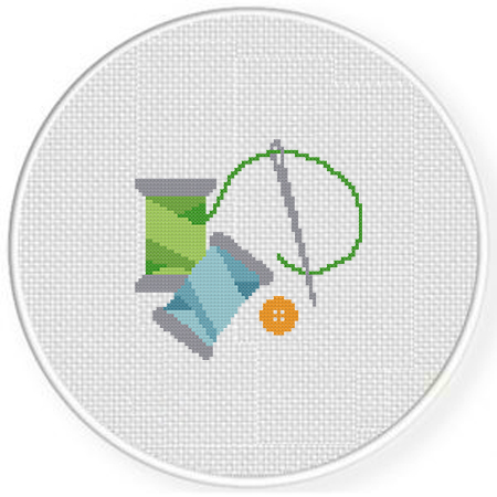 Sewing Cross Stitch Pattern 1 Instant PDF Download Needles and Thread  Watercolor Cross Stitch Pattern Buttons Measuring Tape Pins 