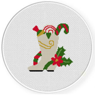 Christmas Cowboy Boots Cross Stitch Pattern