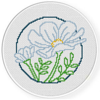 Floral Hoop Outline Cross Stitch Pattern