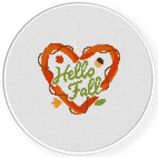 Hello Fall Heart Cross Stitch Pattern