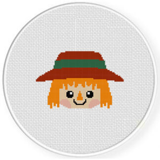 Cute Scarecrow Face Cross Stitch Pattern