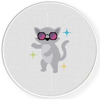 Disco Cat Cross Stitch Pattern