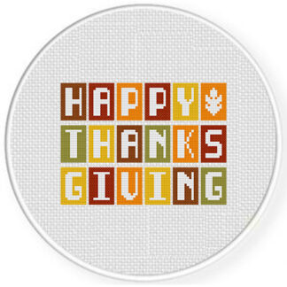 Happy Thanksgiving Banner Flags Cross Stitch Pattern