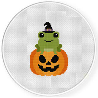Jack-o-Lantern Frog Cross Stitch Pattern