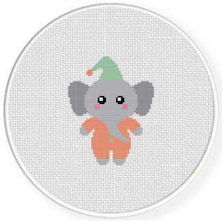 Pajama Elephant Cross Stitch Pattern