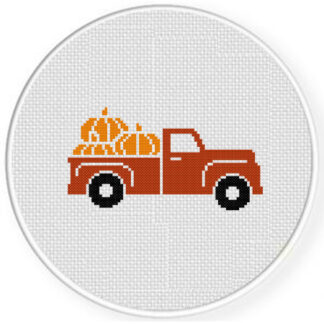 Pumpkin Harvest Truck Cross Stitch Pattern