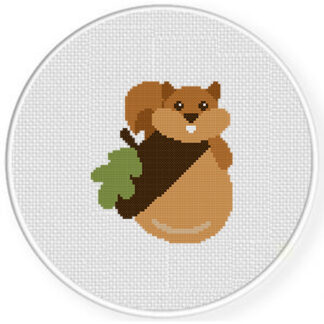 Squirrel And Acorn Cross Stitch Pattern