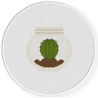 Cactus In Glass Bowl Cross Stitch Pattern