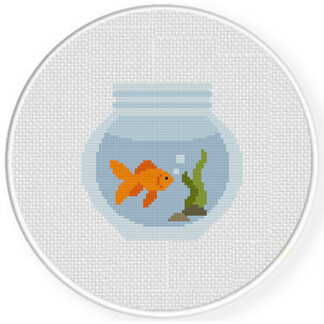 Gold fish In Glass Bowl Cross Stitch Pattern