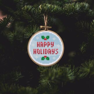 Christmas Ornament - Happy Holidays Cross Stitch Pattern