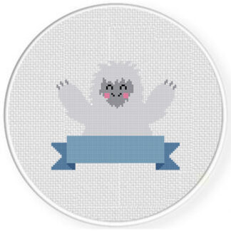 Happy Yeti Ribbon Cross Stitch Pattern