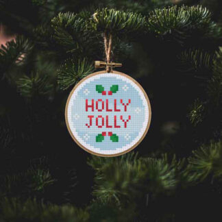 Christmas Ornament - Holly-Jolly Cross Stitch Pattern
