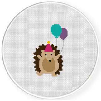 Party Hedgehog Cross Stitch Pattern