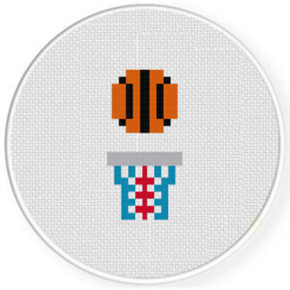 Pixel Basketball and Hoop Cross Stitch Pattern
