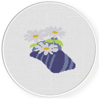 Cornflower Shell Florals Cross Stitch Pattern