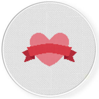 Ribbon Heart Cross Stitch Pattern
