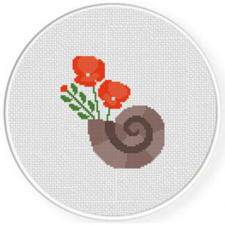 Shell Poppy Florals Cross Stitch Pattern