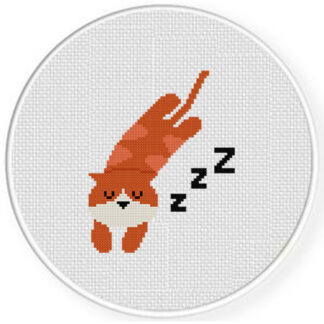 Snoozing Kitty Cross Stitch Pattern