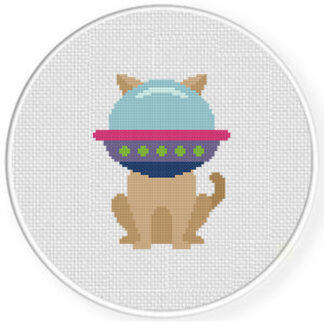 UFO Head Cat Cross Stitch Pattern