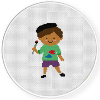 Artist Kid Cross Stitch Pattern