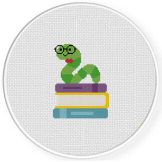 Cute Bookworm Cross Stitch Pattern